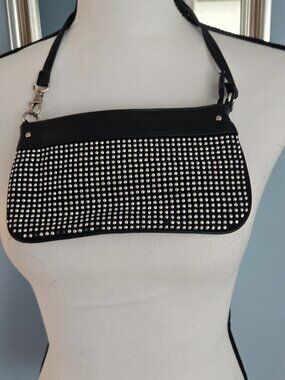 Silver Black Steve Madden Purse Handbag Satchel Rhinestones SHOULDER y2k BAG